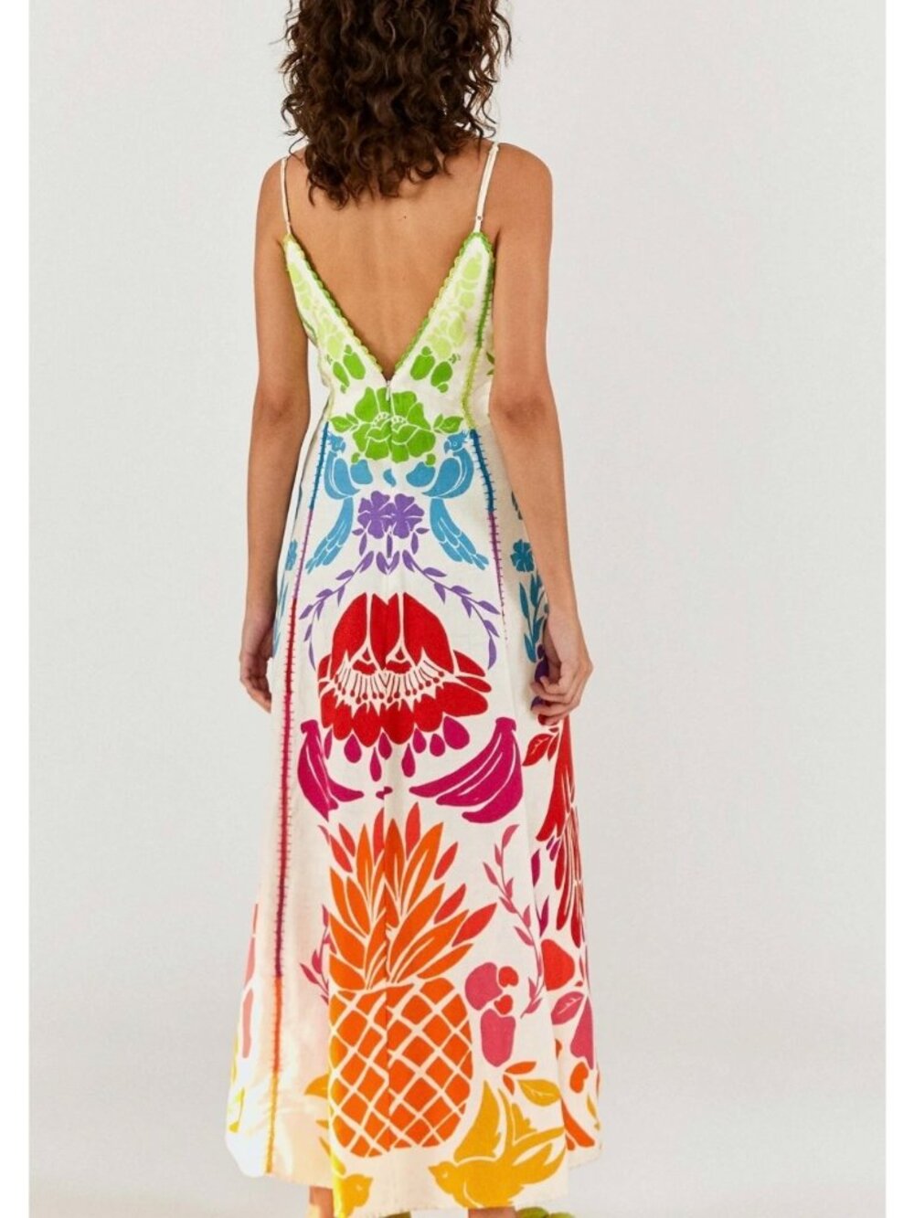 FARM Rio $265 Embroidered Tropical Rainbow Graphic Maxi Dress NWT XS - Picture 2 of 11